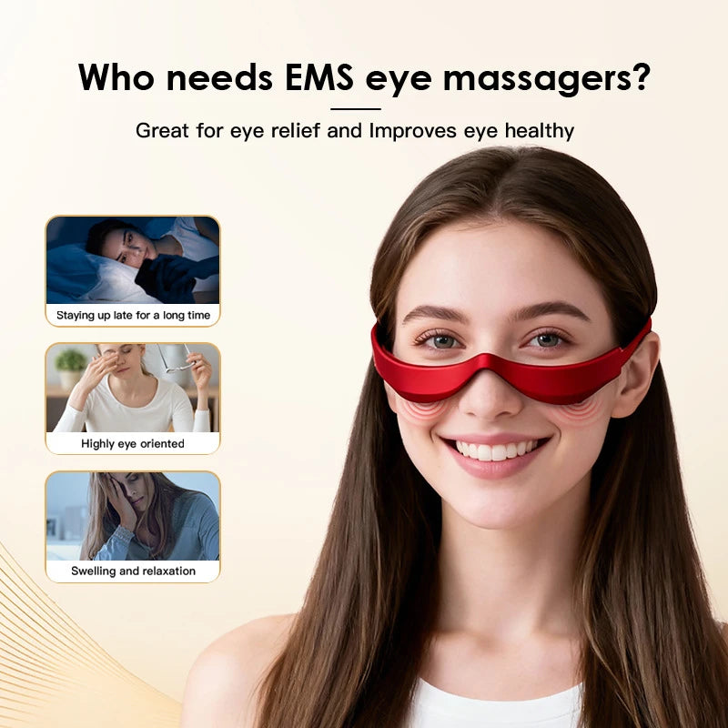 Electric Eye Massager Glasses EMS Red Light Therapy Eye Care Device Dark Circles Puffiness Relief Eye Relaxation Tool Portable