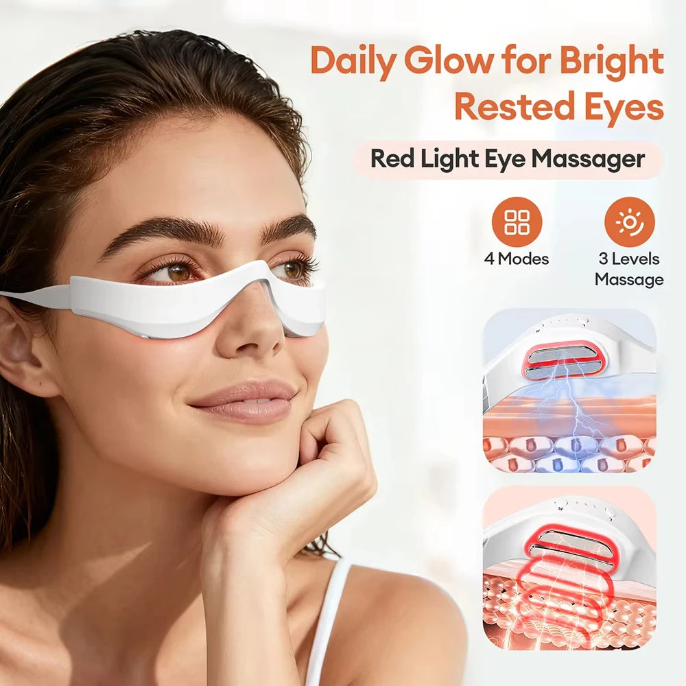 Electric Eye Massager Glasses EMS Red Light Therapy Eye Care Device Dark Circles Puffiness Relief Eye Relaxation Tool Portable